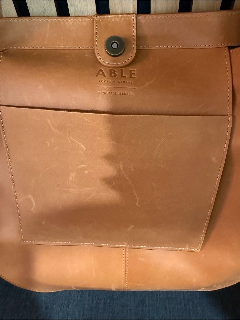 Able Bag Classic Tan Leather Tote Bag - Picture 2 of 2